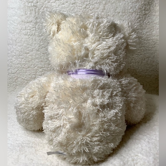 Large Animal Adventure Beige Plush Bear w/ Purple Striped Bow Stuffed Animal - Picture 5 of 6